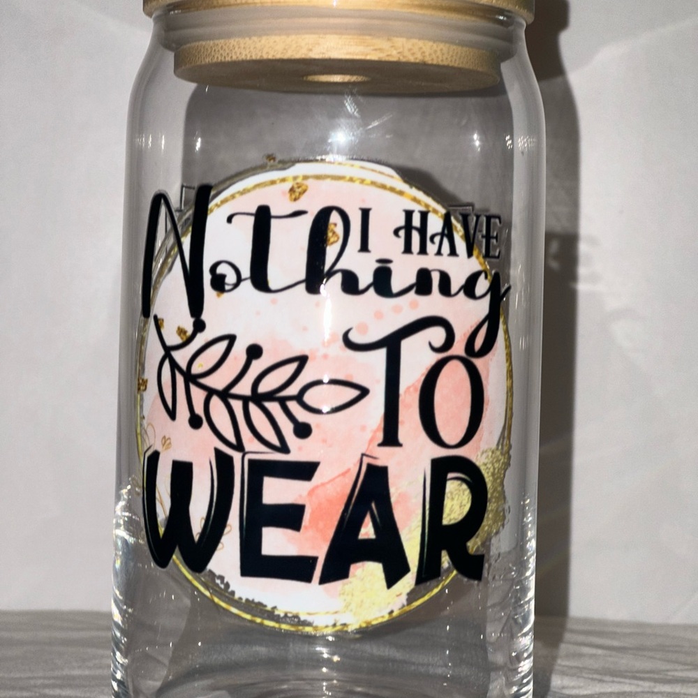 Clear Glass Jar with Fun Quote